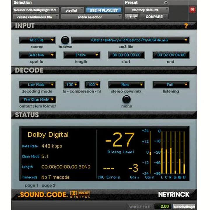 Avis, Test : Neyrinck SoundCode For Dolby Digital 2
